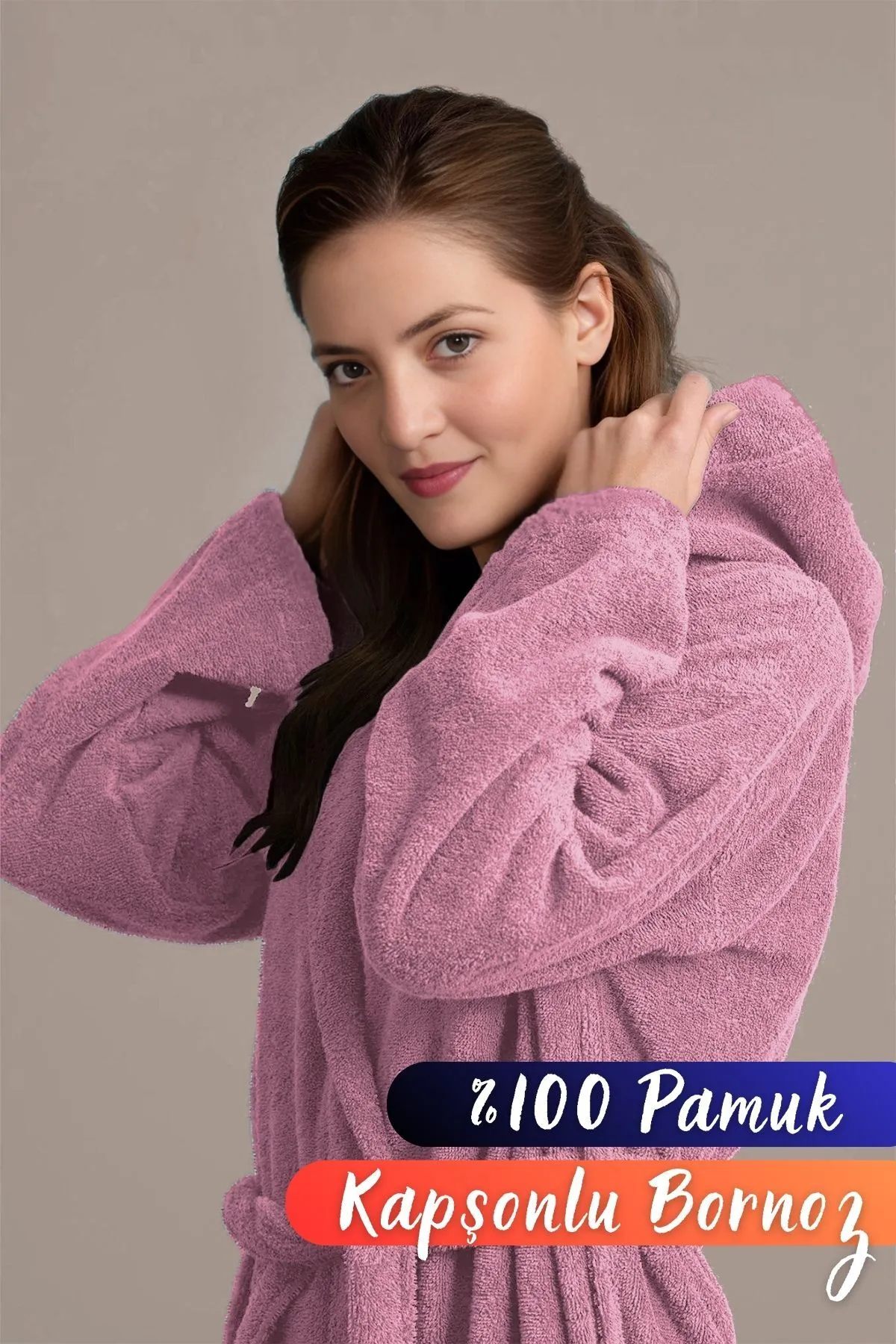 Miss Paris Home Unisex Pamuk Kapşonlu Kadın Bornoz | Erkek Bornoz