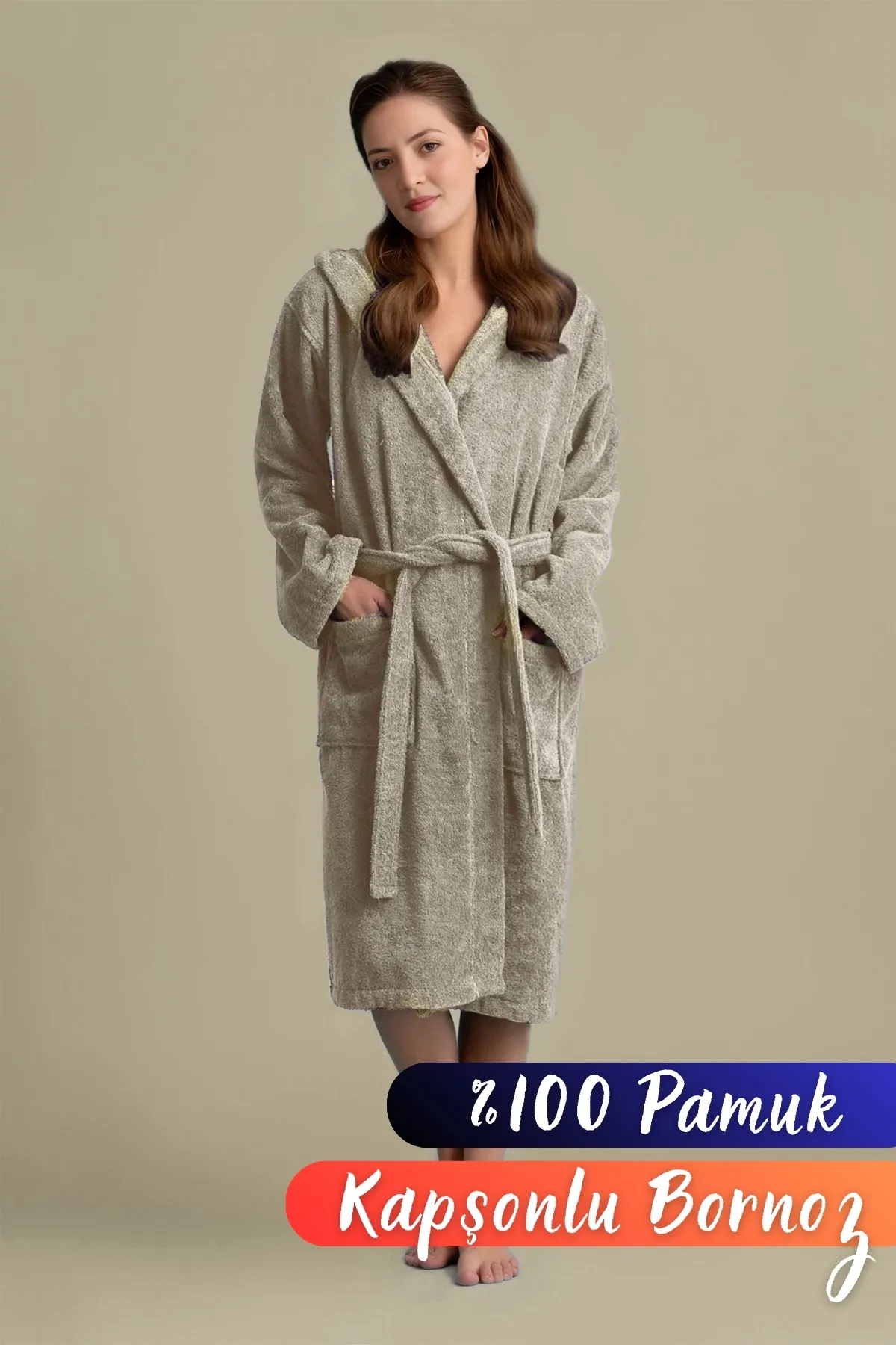 Miss Paris Home Unisex Pamuk Kapşonlu Kadın Bornoz | Erkek Bornoz